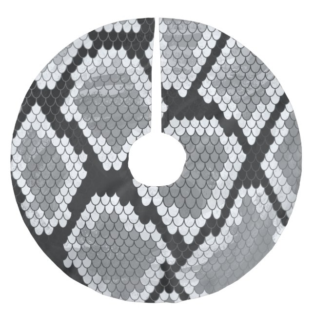 Snake Gray and Light Gray Print Brushed Polyester Tree Skirt (Front)