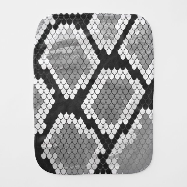Snake Gray and Light Gray Print Burp Cloth (Front)