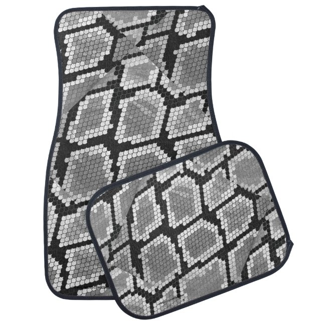 Snake Gray and Light Gray Print Car Mat (Set)