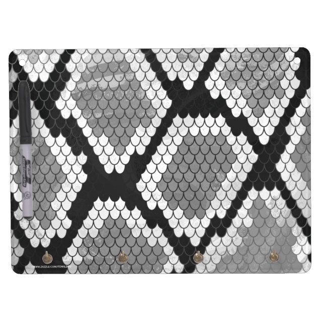 Snake Gray and Light Gray Print Dry Erase Board With Keychain Holder (Front)