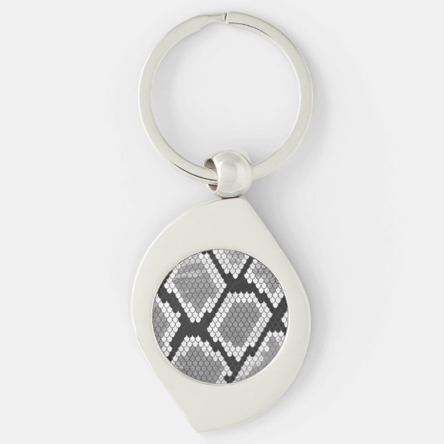 Snake Gray and Light Gray Print Keychain (Front)