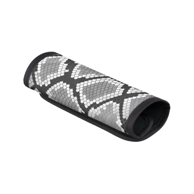 Snake Gray and Light Gray Print Luggage Handle Wrap (Angled)