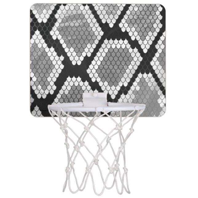 Snake Gray and Light Gray Print Mini Basketball Hoop (Front)
