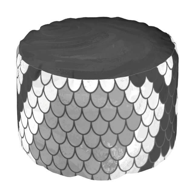 Snake Gray and Light Gray Print Pouf (Angled Front)