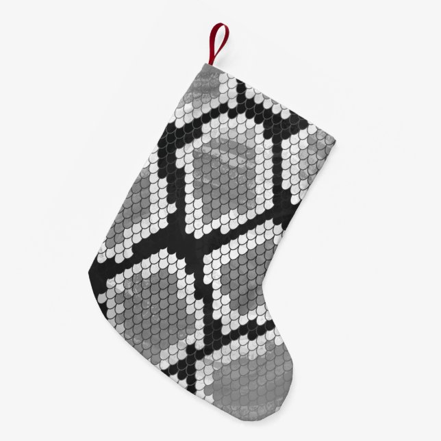 Snake Gray and Light Gray Print Small Christmas Stocking (Front (Hanging))