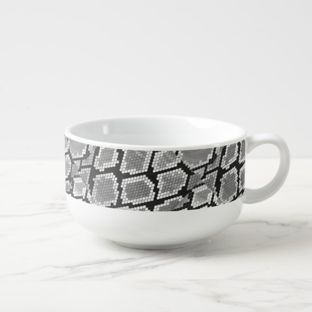 Snake Gray and Light Gray Print Soup Mug (Left)