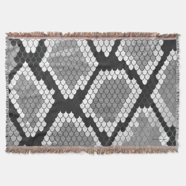 Snake Gray and Light Gray Print Throw Blanket (Front)