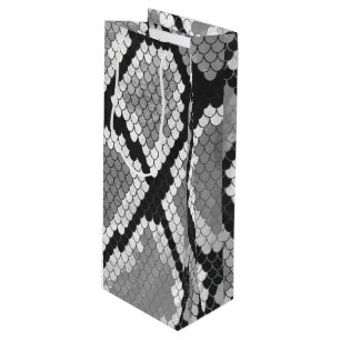 Snake Gray and Light Gray Print Wine Gift Bag