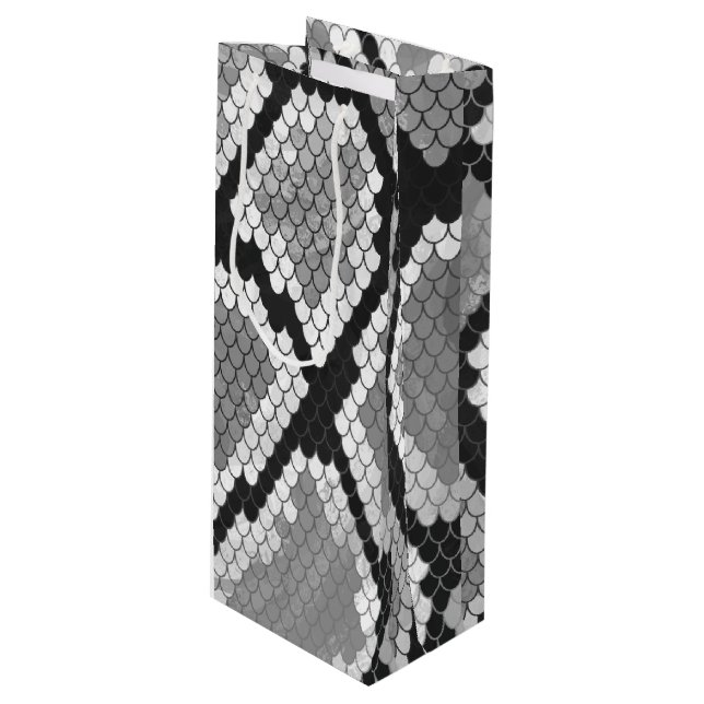 Snake Gray and Light Gray Print Wine Gift Bag (Front Angled)