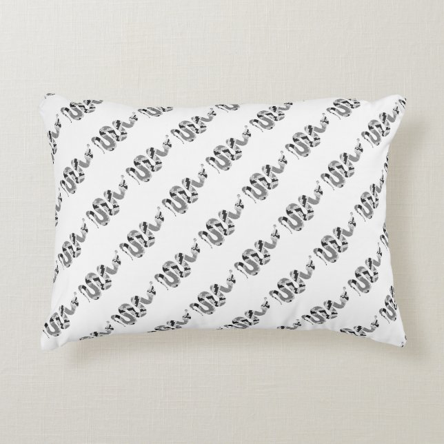Snake Gray and Light Gray Silhouette Accent Pillow (Front)