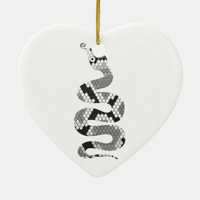 Snake Gray and Light Gray Silhouette Ceramic Ornament (Back)