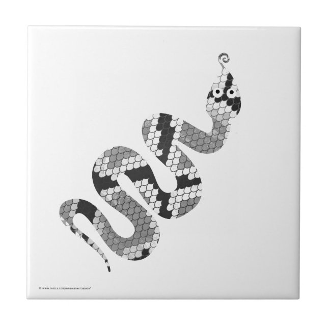 Snake Gray and Light Gray Silhouette Ceramic Tile (Front)