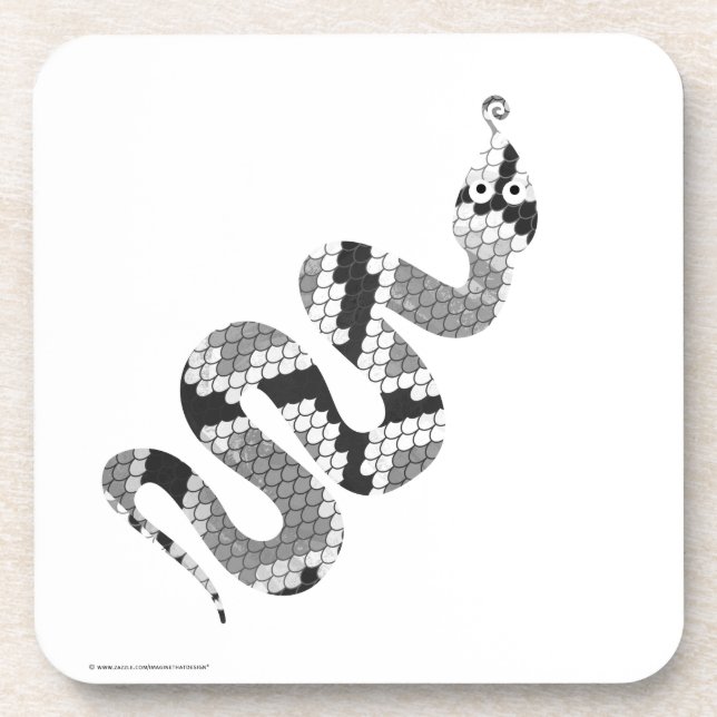 Snake Gray and Light Gray Silhouette Coaster (Front)