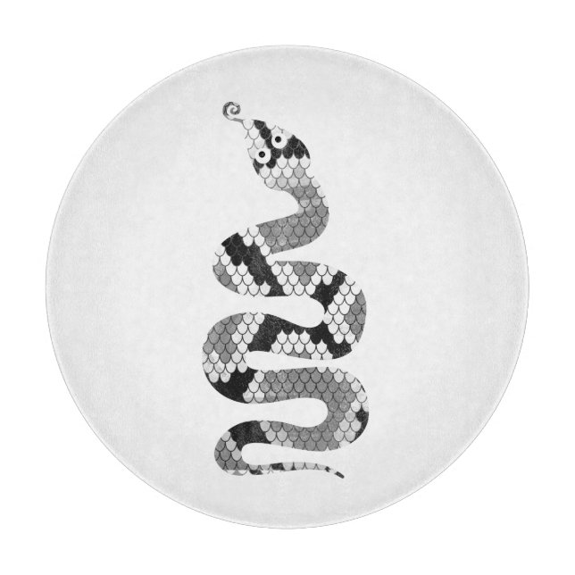 Snake Gray and Light Gray Silhouette Cutting Board (Front)