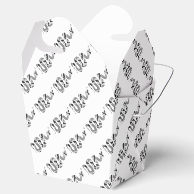 Snake Gray and Light Gray Silhouette Favor Boxes (Opened)