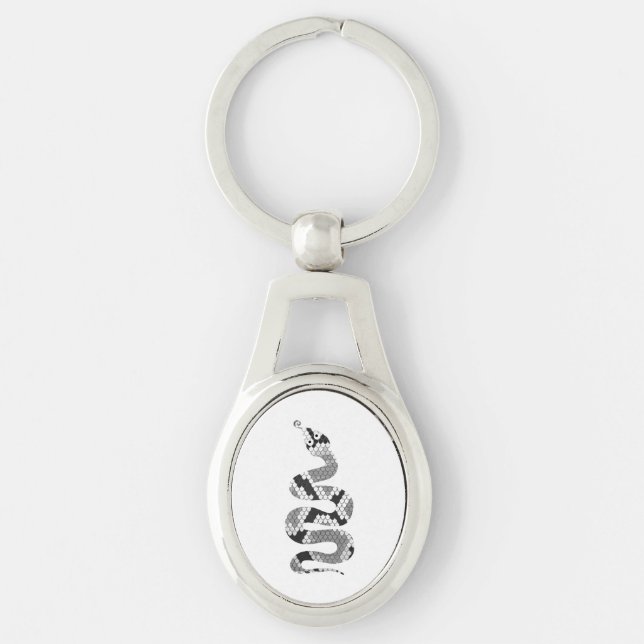 Snake Gray and Light Gray Silhouette Keychain (Front)
