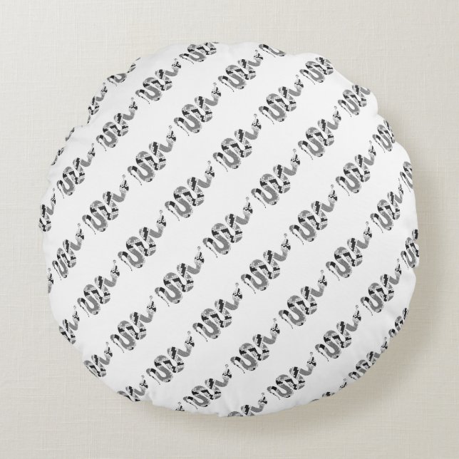Snake Gray and Light Gray Silhouette Round Pillow (Front)