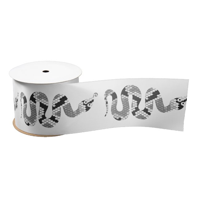 Snake Gray and Light Gray Silhouette Satin Ribbon (Spool)