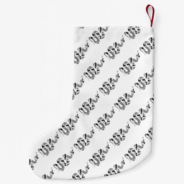 Snake Gray and Light Gray Silhouette Small Christmas Stocking (Back)