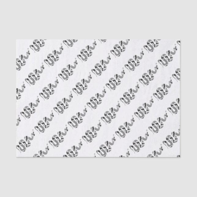 Snake Gray and Light Gray Silhouette Tissue Paper (Front)