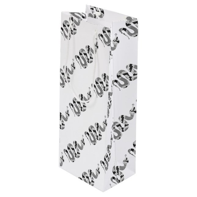 Snake Gray and Light Gray Silhouette Wine Gift Bag (Front Angled)