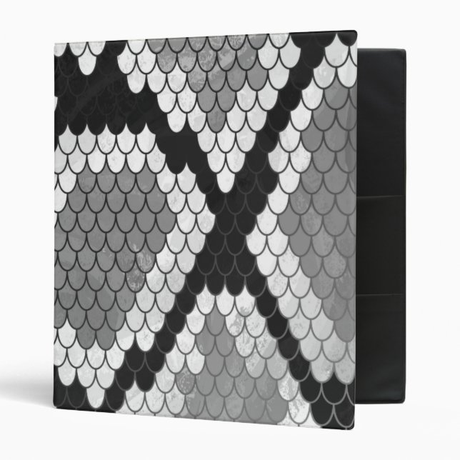 Snake Gray, White and Black Print 3 Ring Binder (Front/Inside)