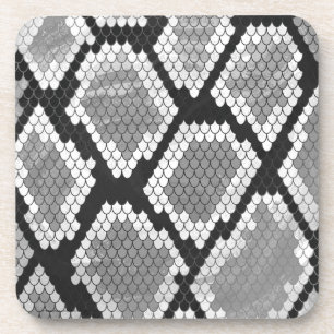 Snake Gray, White and Black Print Beverage Coaster