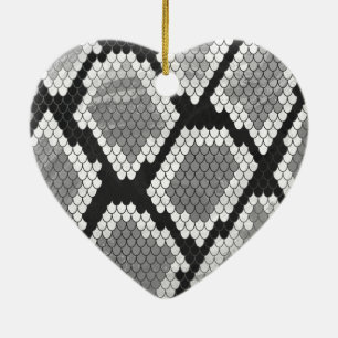 Snake Gray, White and Black Print Ceramic Ornament