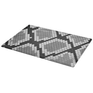 Snake Gray, White and Black Print Cutting Board