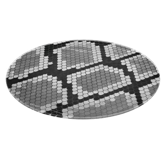 Snake Gray, White and Black Print Cutting Board (Corner)