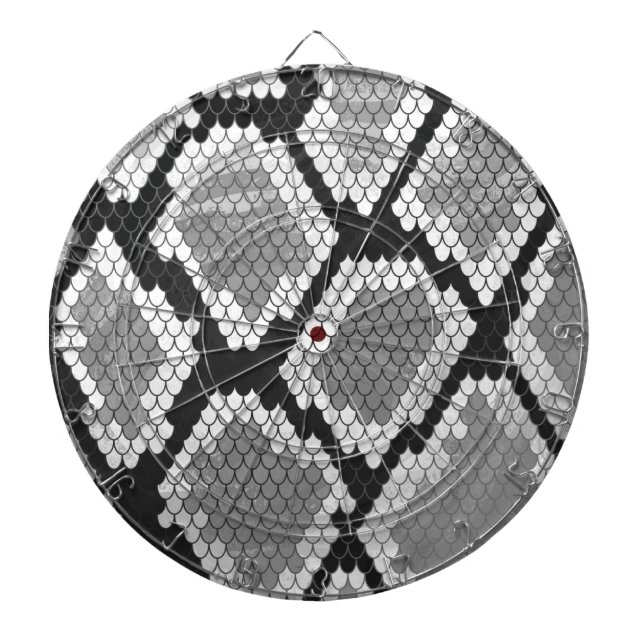 Snake Gray, White and Black Print Dartboard (Front)