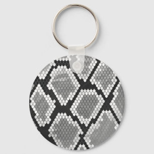 Snake Gray, White and Black Print Keychain