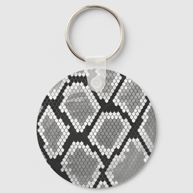 Snake Gray, White and Black Print Keychain (Front)