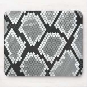 Snake Gray, White and Black Print Mouse Pad