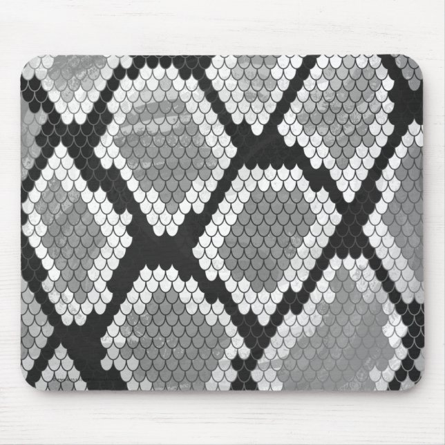 Snake Gray, White and Black Print Mouse Pad (Front)