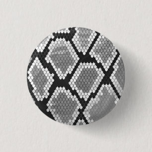 Snake Gray, White and Black Print Pinback Button
