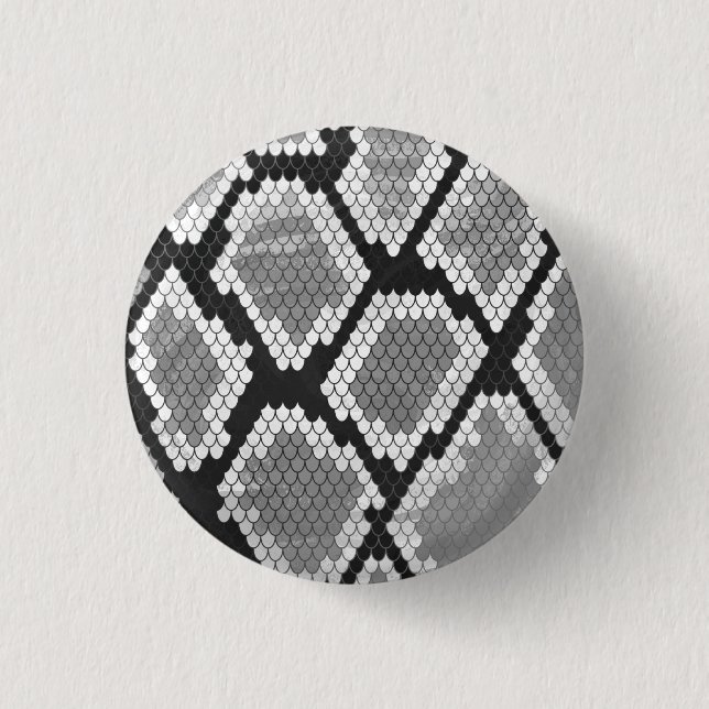 Snake Gray, White and Black Print Pinback Button (Front)