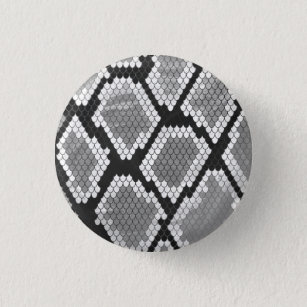 Snake Gray, White and Black Print Pinback Button