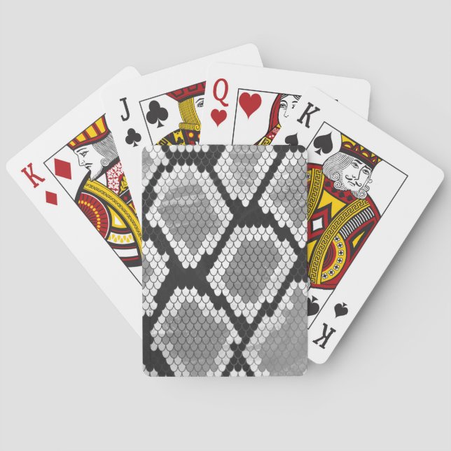 Snake Gray, White and Black Print Poker Cards (Back)