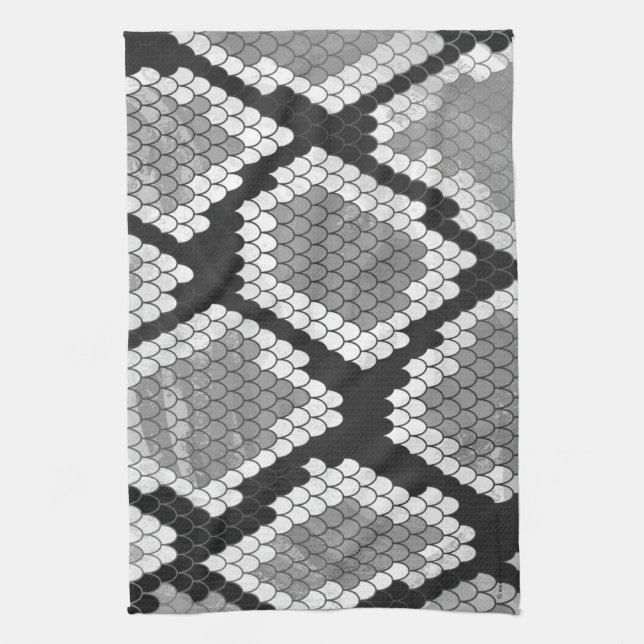 Snake Gray, White and Black Print Towel (Vertical)
