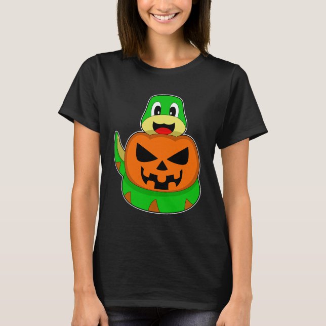 Snake Halloween Pumpkin T-Shirt (Front)