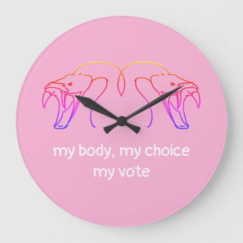 Snake heads  fangs my body my choice my vote large clock