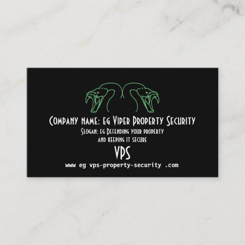 Snake Heads Logo, Fangs Bared - Property Security Business Card