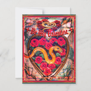 Snake, Heart and Roses Deadly Valentine Poster Holiday Card