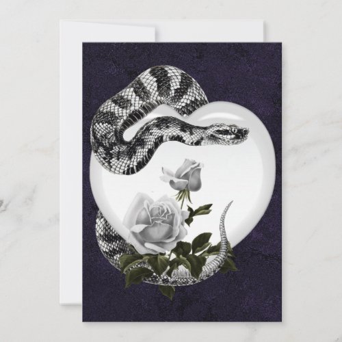 Snake Heart Gothic Valentines White Rose Holiday Card