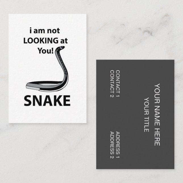 Snake I am Not Looking At You Funny Snake Business Card (Front/Back)