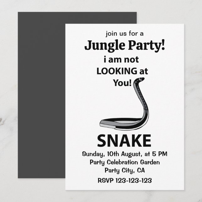 Snake I am Not Looking At You Funny Snake Invitation (Front/Back)