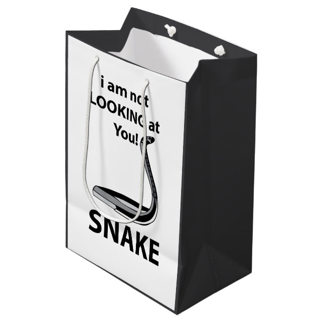 Snake I am Not Looking At You Funny Snake Medium Gift Bag (Front Angled)