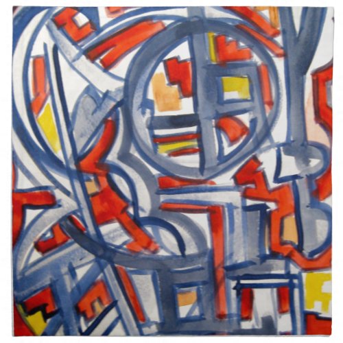Snake In The Henhouse_Abstract Art Hand Painted Cloth Napkin