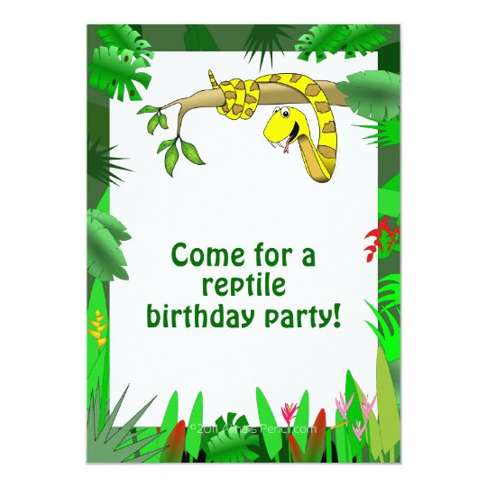 Snake In Tree Custom Reptile Birthday Invitations Zazzle Com